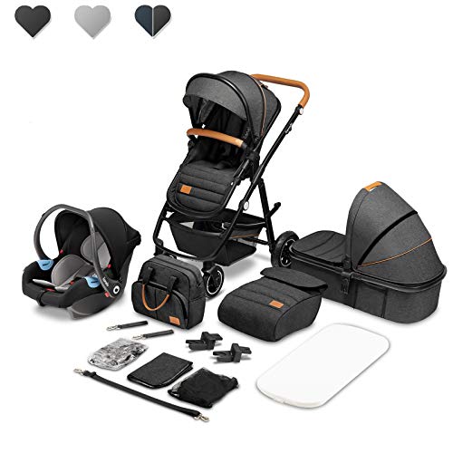 Lionelo Amber Coche de bebé multifuncional 3 en 1 Conjunto silla de paseo con el Asiento de Cubo e Capazo Manillar regulable Bolsa Mosquitero Protector de lluvia Asiento de coche (Gris oscuro) Lionelo Amber Coche de bebé multifuncional 3 en 1 Conjunto silla de paseo con el Asiento de Cubo e Capazo Manillar regulable Bolsa Mosquitero Protector de lluvia Asiento de coche (Gris oscuro)