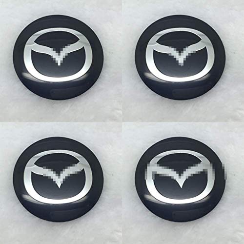 LOPLP Etiqueta engomada de la Cubierta del Centro de la Rueda del Coche Tapacubos Emblema de la Insignia Cubre Pegatinas para Mazda 3 2 6 Atenza Axela Mx3 Mx5 Cx-5 Cx-3,56 mm,4 Piezas