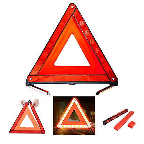 MDCEO Paquete de 2 Triángulos de Advertencia Automáticos, Triángulo de Advertencia de Emergencia, Triángulo de Advertencia Reflectante， para Emergencias y Averías
