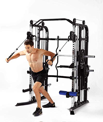 MiM USA Hercules 1001 - Conjunto completo de gimnasio, incorpora banco de pesas y barras para flexiones y abdominales, ajustable, todo en uno, Combo de máquina, XL, Negro