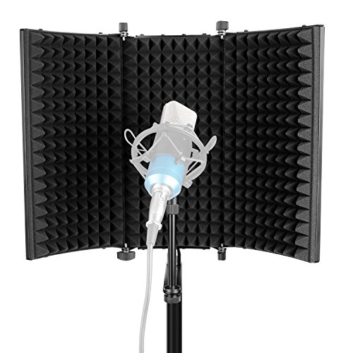 Neewer Escudo Acústico de Aislamiento para Micrófono : Tri-Pliegues Estudio Paneles de Espuma Absorbente de Sonido para Cualquier Micrófono de Condensador Estudio Aparato para Grabación (Negro)