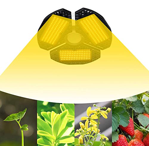 Niello Lámpara para plantas LED de 100 W con 3 alas, luz de cultivo completa de espectro completo, lámpara de cultivo ajustable a 120 grados para hortalizas y flores, apta para casquillo E26/E27