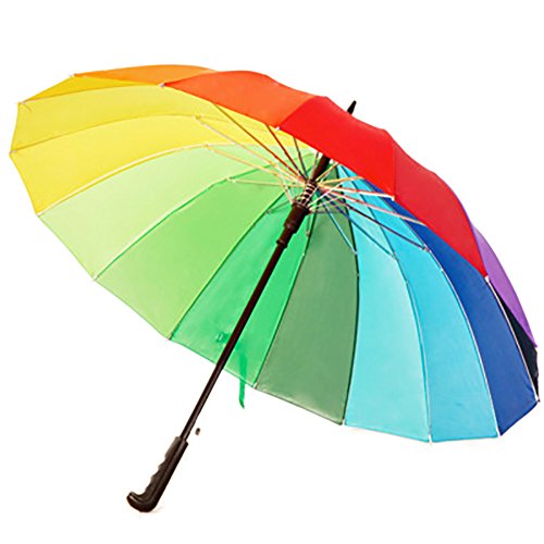 Nikgic Parapluie Canne Anti-UV Coupe-Vent Rainbow Ouverture automatique Parapluies de voyage et sorties en plein air pour Homme et Femme, 16 baleines