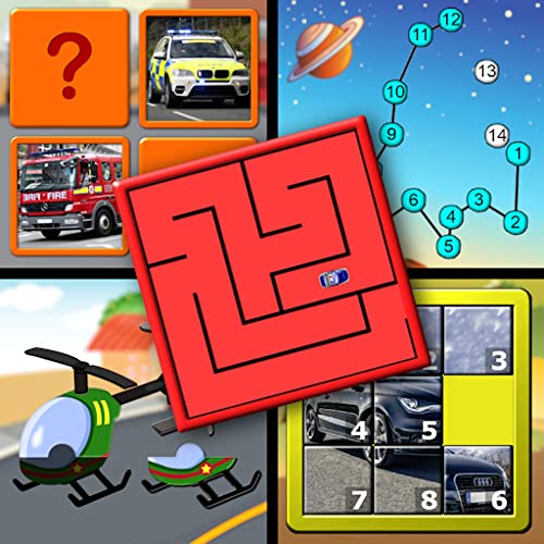 Niños coches y camiones de lógica y memoria Puzzles - enseña a los niños las letras del alfabeto contando y jigsaw formas para Kinder preescolar y hasta