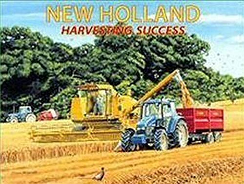 Placa de Metal Tractor y cosechadora 40x30cm Éxito de Cosecha de New Holland