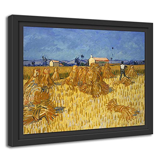Printed Paintings Marco Americano (100x70cm): Vincent Van Gogh - Cosecha de Cereales en Provenza