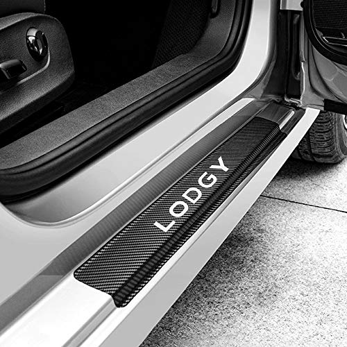 QUXING 4 Piezas Fibra de Carbon Umbral Puerta Decoración Pegatina, para Dacia Duster 1.0 Tce Turbo Lodgy Logan Mpi Dci Sandero R4 Cochepedal Deumbral Pedal Impermeable Protección