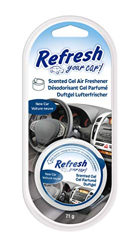 Refresh Your Car Ambientadores para Coche con Fragancia, Olor y Esencias a Coche Nuevo (New Car), Ambientadores para Coche en Lata/Gel, Pack de 4