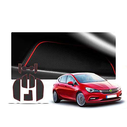 RUIYA Alfombrillas Antideslizante para Opel Astra K 2015-2018 Consola Central Interior Alfombra de Goma Antideslizante Anti-Polvo (Rojo)