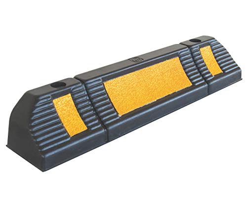 RWS-225 Tope para rueda de goma para estacionar en estacionamientos comerciales y domésticos y garajes privados, de color negro-amarillo, dimensiones 60x12x10 cm (paquete de 1)