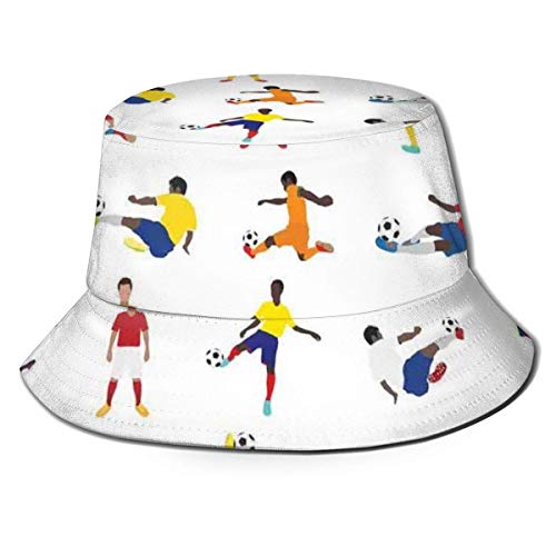 SDFRG Summer Sun Hat Bucket Cap Colección de Jugadores de fútbol Liga Pasatiempo practicando Diferentes Poses Entrenamiento Sombrero de Pescador para Hombres y Mujeres