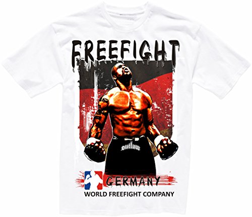 Shirtzshop - Camiseta de manga corta, diseño con texto en inglés "aprom Deutschland FREEFIGHT" Blanco XL