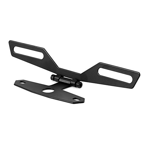 Soporte de matrícula plegable para motocicleta, soporte de luz trasera ajustable para bicicleta de tierra ATV, soporte de etiqueta de luz trasera negra