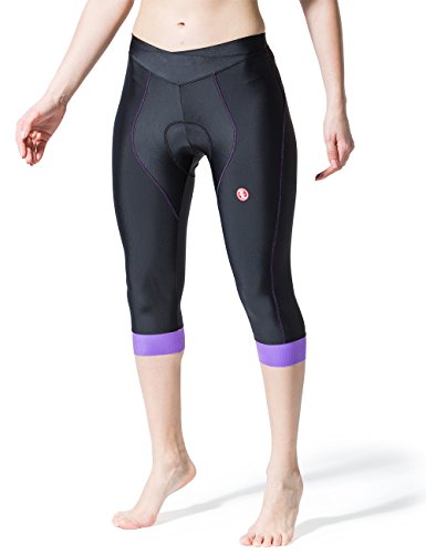 Souke Sports - Pantalones Cortos de Ciclismo para Mujer Acolchados 4D, Cómodos Pantalones de Ciclismo 3/4