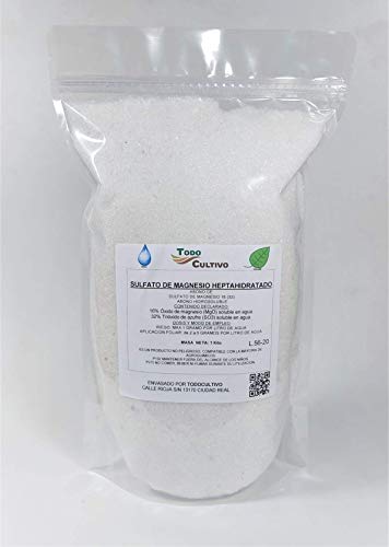Sulfato de Magnesio Puro (MG SO₄·7H₂O). Sal de Epsom. 1 Kg. Muy Utilizado en Cultivo de Flores como la Rosa, cítricos, frutales, hortalizas, Ornamentales.