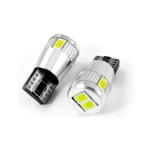 T10C6W - Blanca de Canbus SMD LED lámpara bombilla de repuesto luces de posición W5W T10 12V Numero de luz de la placa Interior de luz del coche (No Error)
