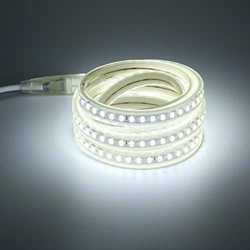 Tira de luz LED de 220V con enchufe de la UE 120 led / m SMD 5730 Iluminación de armario de cocina y jardín al aire libre de alto brillo 2M Blanco frío (blanco frio,2)