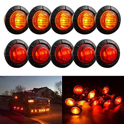 TUINCYN 3/4 pulgadas Ámbar + rojo Indicador LED redondo Bombillas Delanteras Marcadores laterales traseros Luz de posición del marcador Luz trasera (paquete de 5 ámbar, paquete de 5 rojos) TUINCYN 3/4 pulgadas Ámbar + rojo Indicador LED redondo Bombillas Delanteras Marcadores laterales traseros Luz de posición del marcador Luz trasera (paquete de 5 ámbar, paquete de 5 rojos)