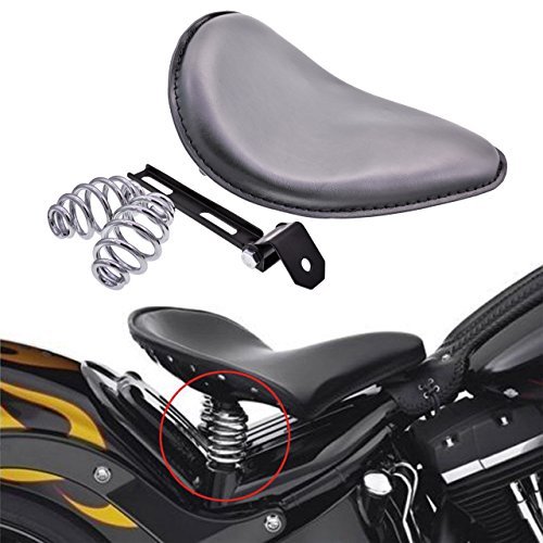 TUINCYN Asiento de piel sintética para Harley Kawasaki Sportster Cruiser Chopper Honda Yamaha (7,62 cm), color negro
