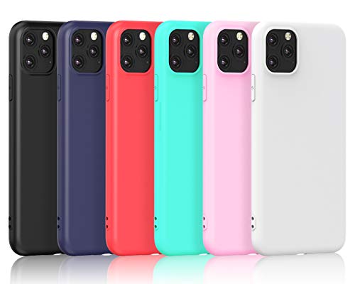 VGUARD 6 x Funda para iPhone 11 Pro 5.8 Pulgadas 2019, Ultra Fina Carcasa Silicona TPU de Alta Resistencia y Flexibilidad (Negro, Azul Oscuro, Rojo,Verde, Rosa, Transparente)