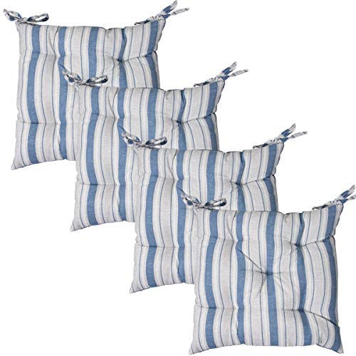 Viste tu hogar Pack 4 Cojines para Silla, 45X45 CM, Relleno de Algodón con Diseño de Rayas, Ideal para la Decoración de Cocina y Sala, Color Azul, Fabricado en España Viste tu hogar Pack 4 Cojines para Silla, 45X45 CM, Relleno de Algodón con Diseño de Rayas, Ideal para la Decoración de Cocina y Sala, Color Azul, Fabricado en España