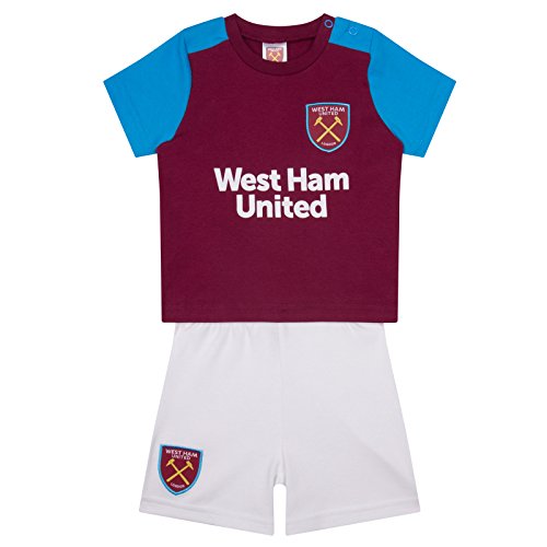 West Ham United FC - Conjunto oficial de pantalón corto y camiseta - Bebés - Colores primera equipación - Rojo/blanco - 12-18 meses