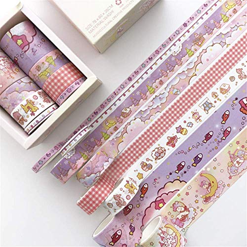 Willlly Juego De 8 Rollos De Chic Cinta Washi Cinta Adhesiva Decorativa Cinta De Papel Para Bricolaje Colección Para Aficionados Tarjetas De Revistas Y Álbumes De Recortes (B)