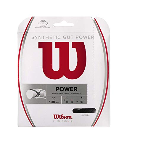 Wilson Synthetic Gut Power Cordaje de tenis, 12.2 m, unisex, negro, 1.30 mm