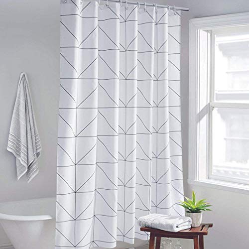 YISHU - Cortina de ducha a cuadros, resistente al agua, antimoho, incluye 12 anillos de cortina de ducha para cuarto de baño, 180 x 180 / 180 x 200 / 240 x 200 cm, poliéster, cuadros, 240*200cm (B*H)