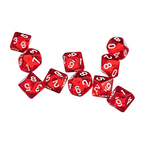 Yourandoll Dados poliédricos D10 (0 – 9), dados para DND RPG, Dungeons & Dragons (10 unidades)