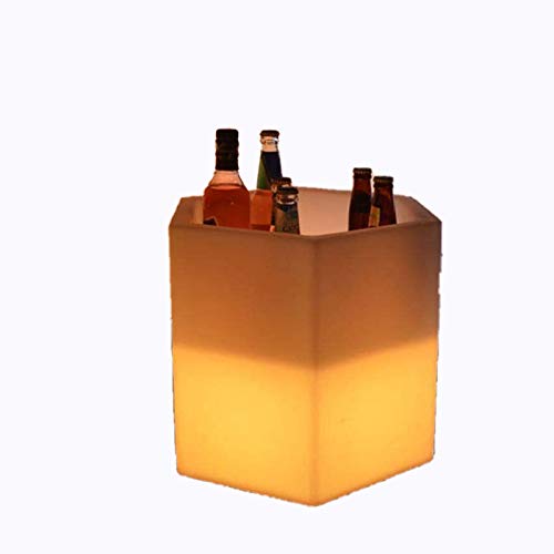 YYCHJU Cerveza Refrigerada Cubitera para Hielo Refrigerador de Vino Impermeable con 16 Colores Cambio de Hielo Iluminado LED con Control Remoto, para champán Bebidas Cubo de Cerveza
