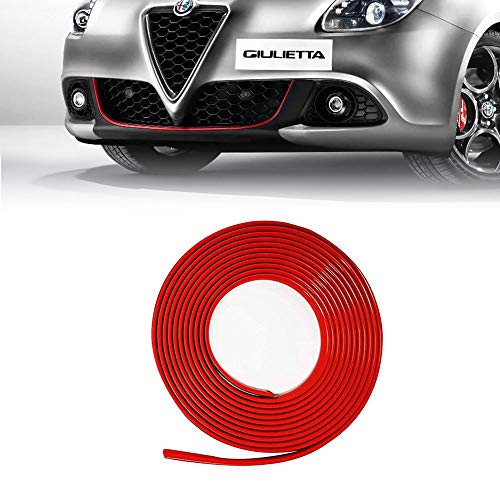 4R Quattroerre.it 31861 - Perfil rojo adhesivo para parachoques delantero Alfa Giulietta con adhesivo de doble cara 3M APT