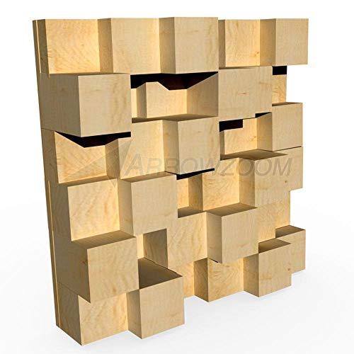 Acepunch Nuevo Quadratic Skyline - Difusor acústico de madera para grabación en estudio y en el hogar para aislamiento acústico Panel 23.6"x 23.6" x 3.9"pulgadas o 60 x 60 x 10cm AP1204