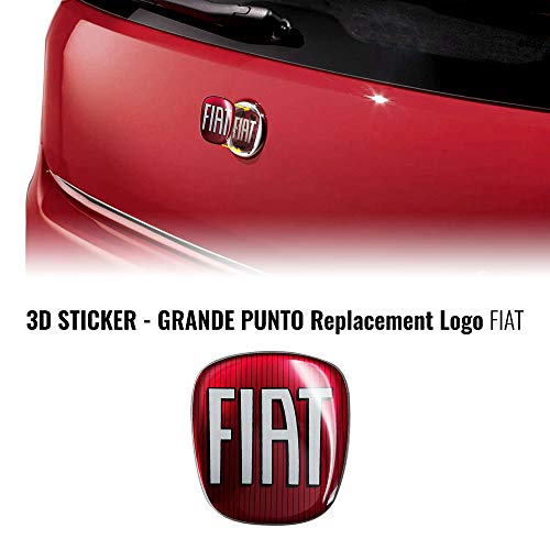 AMS 32015 - Adhesivo de Repuesto para Fiat 3D, Logotipo Delantero + Trasero para Grande Punto