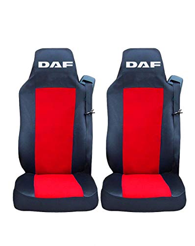 AutoCommerse Juego de Fundas de Asiento para camión y HGV 2 Piezas para CF XF 106 Euro 6 LHD Color Negro y Rojo