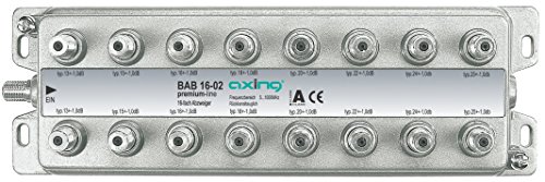 Axing BAB 16-02 - Derivador Acoplador direccional de señal TV con conector de F para TDT radio CATV televisión por cable, 16 salidas (5-1006 MHz)