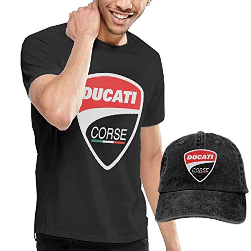 AYYUCY Camisetas y Tops Hombre Polos y Camisas, Men's T-Shirt and Hats Ducati Logo Fashion Sport Casual tee and Baseball Cap