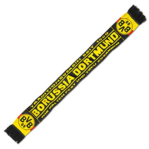 Borussia Dortmund Bufanda, Unisex, Negro/Amarillo, talla única