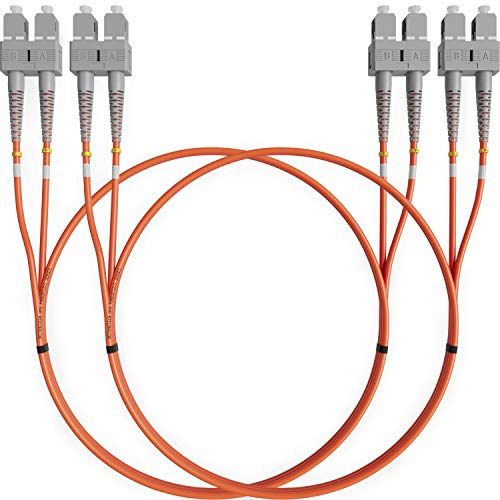 Cable de Fibra Óptica SC a SC 3M Multimodo Duplex (2 Pack) - UPC/UPC - 62.5/125um OM1 (LSZH) - Latiguillo Doble Fibra Óptica - Beyondtech PureOptics Cable Series