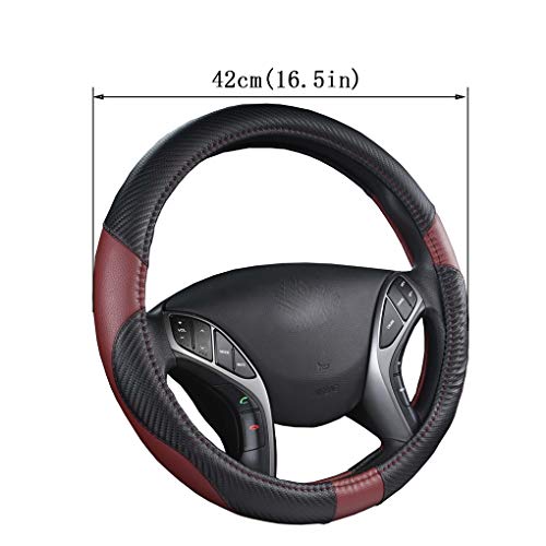 Camión Volante del Coche Cubierta de Piel de Microfibra Antideslizante Accesorios para automóviles para el Coche SUV Scania R P y S autobús RV (Vino Tinto),42cm