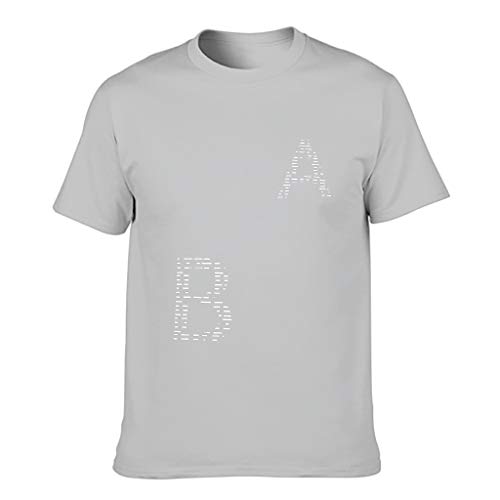 Camiseta de algodón para hombre, diseño alfabético, código Morse Popular Transpirable, parte superior Gris plateado. XXXXXL