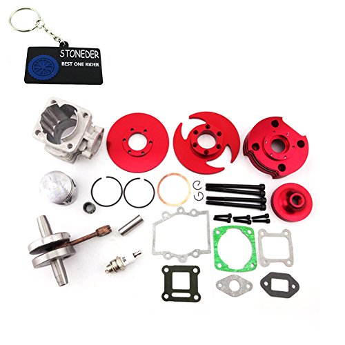 Cilindro Assy STONEDER color rojo de 44 mm para motor de 2 tiempos de 47 cc y 49 cc, ideal para Mini Dirt Pocket Bike, todoterreno, cuatrimoto o minimoto