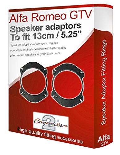 Connects2 Adaptadores de Altavoz para Puerta Delantera de Alfa Romeo GTV 13 cm 5,25 con Anillos adaptadores