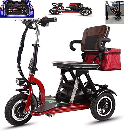 CYGGL Scooter de Movilidad para Personas Mayores, El Scooter Eléctrico de Movilidad de 3 Ruedas para Discapacitados Plegable - Motor De 300 W - 20 Km/H - Ajuste De 3 Velocidades - con Marcha A