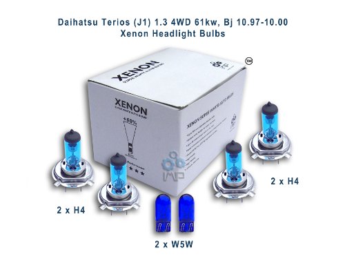 Daihatsu Terios (J1) 1.3 4WD 61kw, Bj 10.97-10.00 Xenon Headlight Bulbs H4, H4, W5W