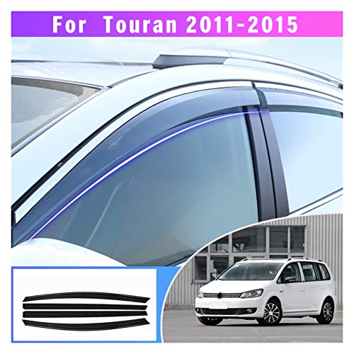 Deflectores de Viento Coche Styling Humo Window Sun Rain Visor Deflector Guard para Volkswagen para VW Touran 2011 2013 2014 2015 2015 Cortavientos para ventanilla