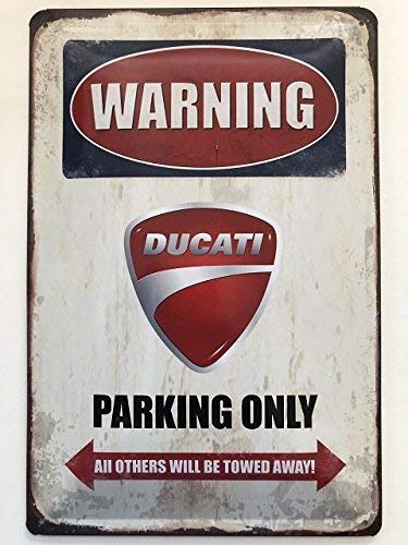 Deko7 Escudo de Metal 30 x 20 cm Warning Ducati Parking Only