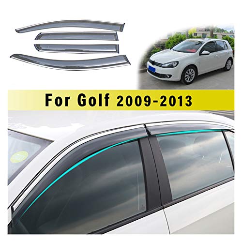 Derivabrisas para Volkswagen para Golf 6 2009-2013 4 Uds Parasol De Coche Visera De Ventana Parasol De Lluvia Visor De Plástico para Ventana De Coche HXJH Deflectores Aire