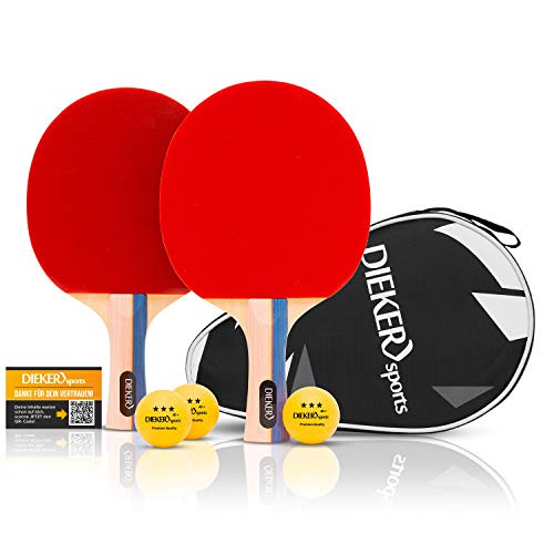 Dieker Sports - Juego de 2 raquetas de ping pong y 3 pelotas de alta calidad