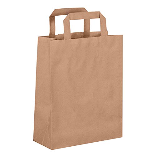 Dila GmbH Lote de 50 bolsas de papel con asa reciclables (22 x 10 x 28 cm), color marrón